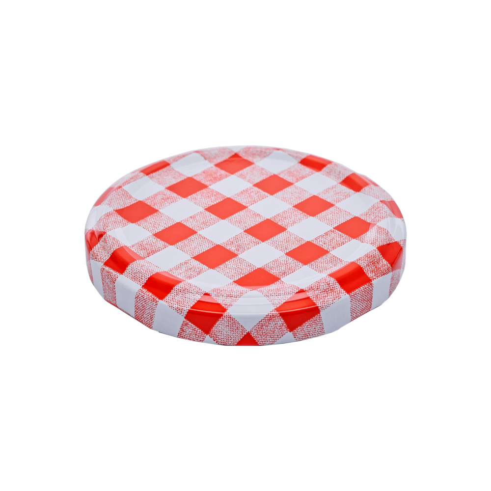 Roter Karo TO Deckel für Einmachgläser 66mm