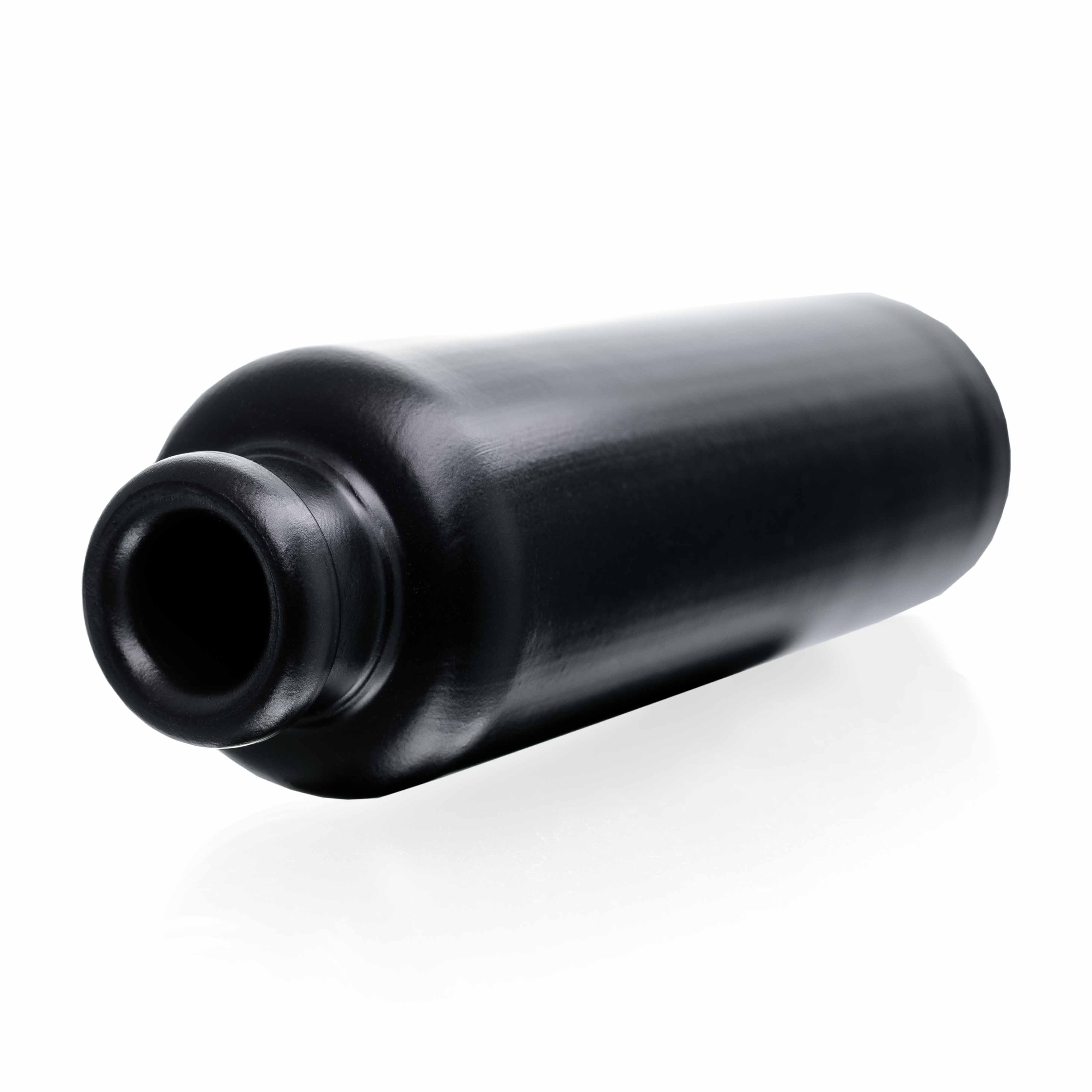 Schwarze Tonflasche liegend 200ml mit Korkmündung
