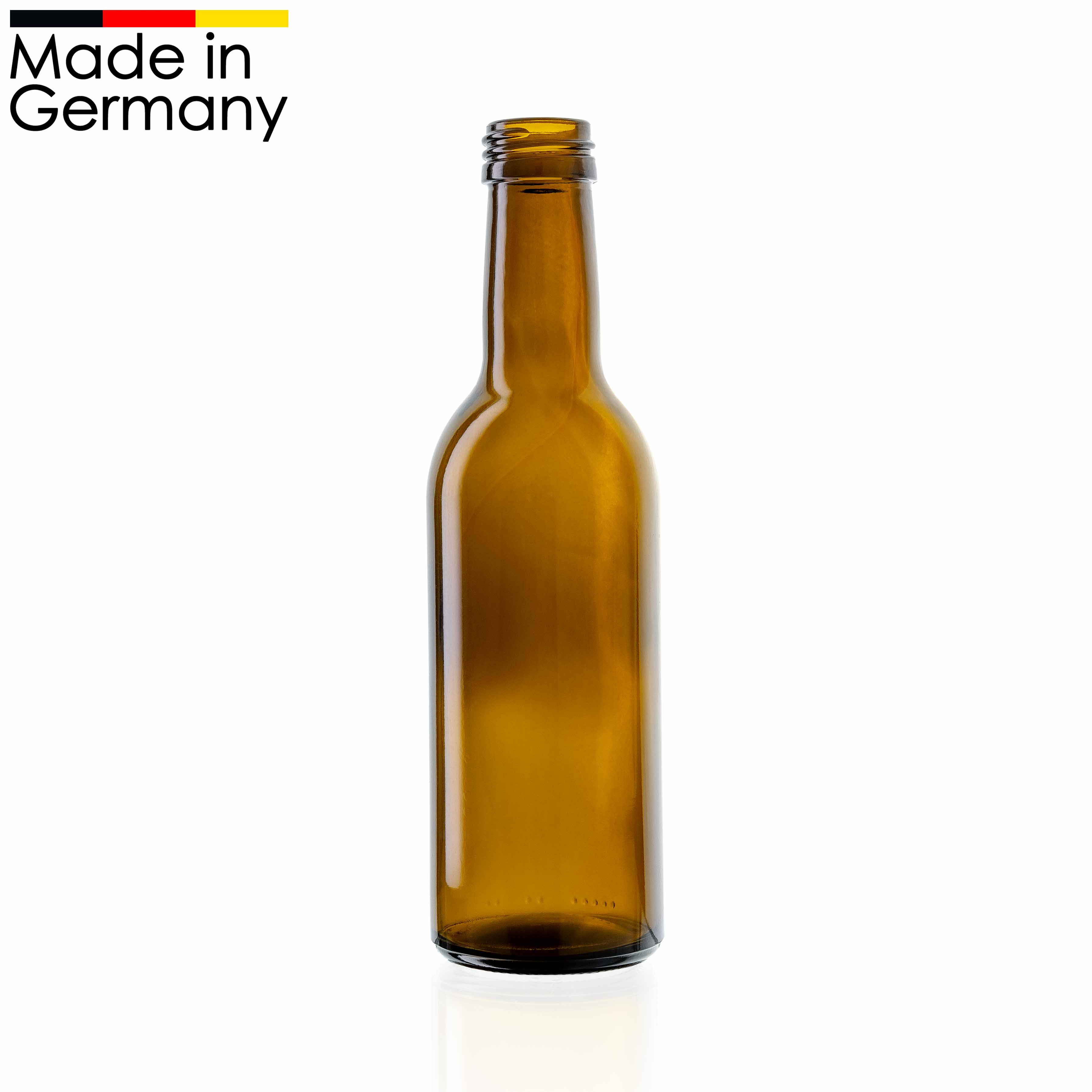 Bordeaux Weinflasche 250 ml Antikgrün 28 mm MCA-Mündung - Flaschenbauer