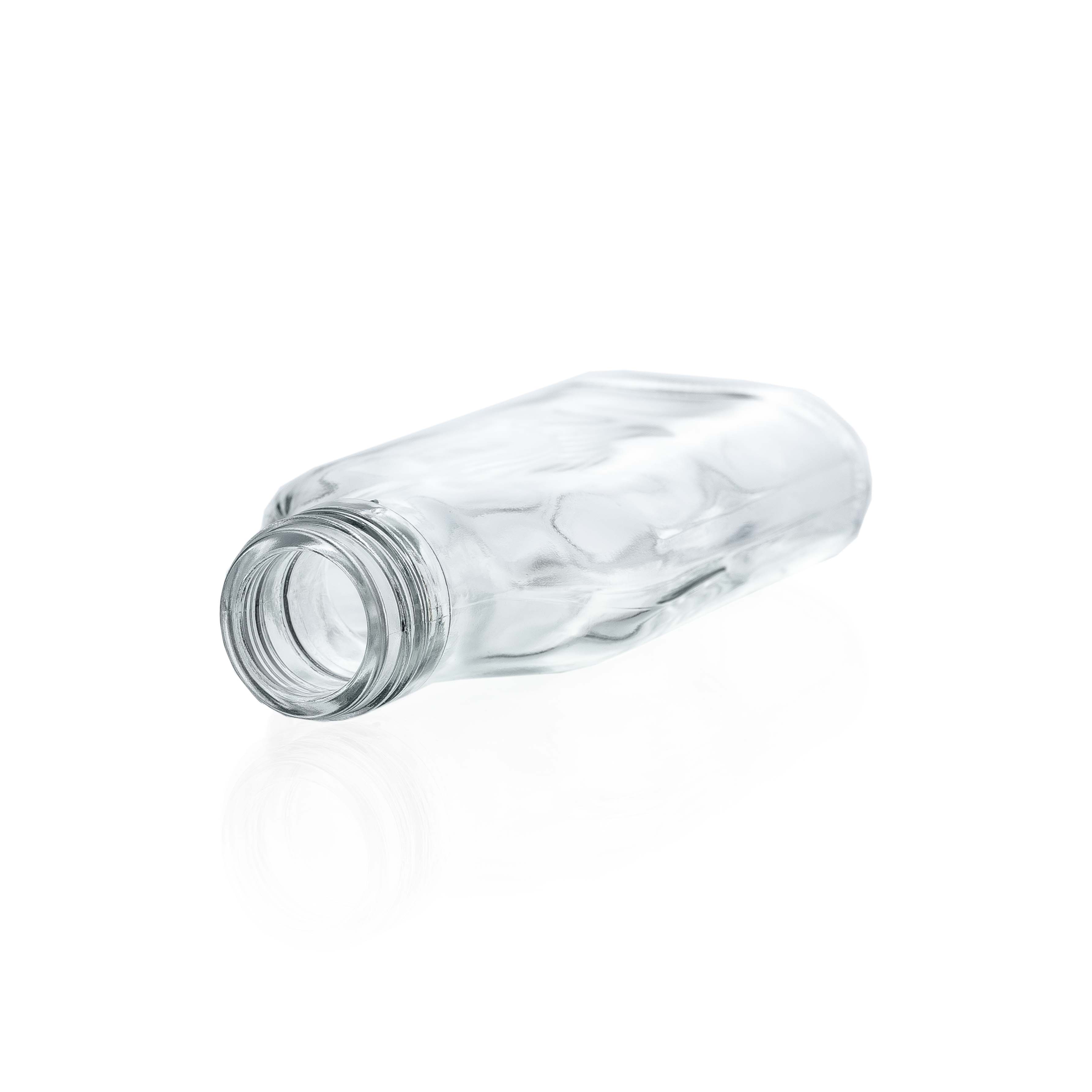 Flache Taschenflasche 100 ml - 28 mm Standard-Mündung - liegend