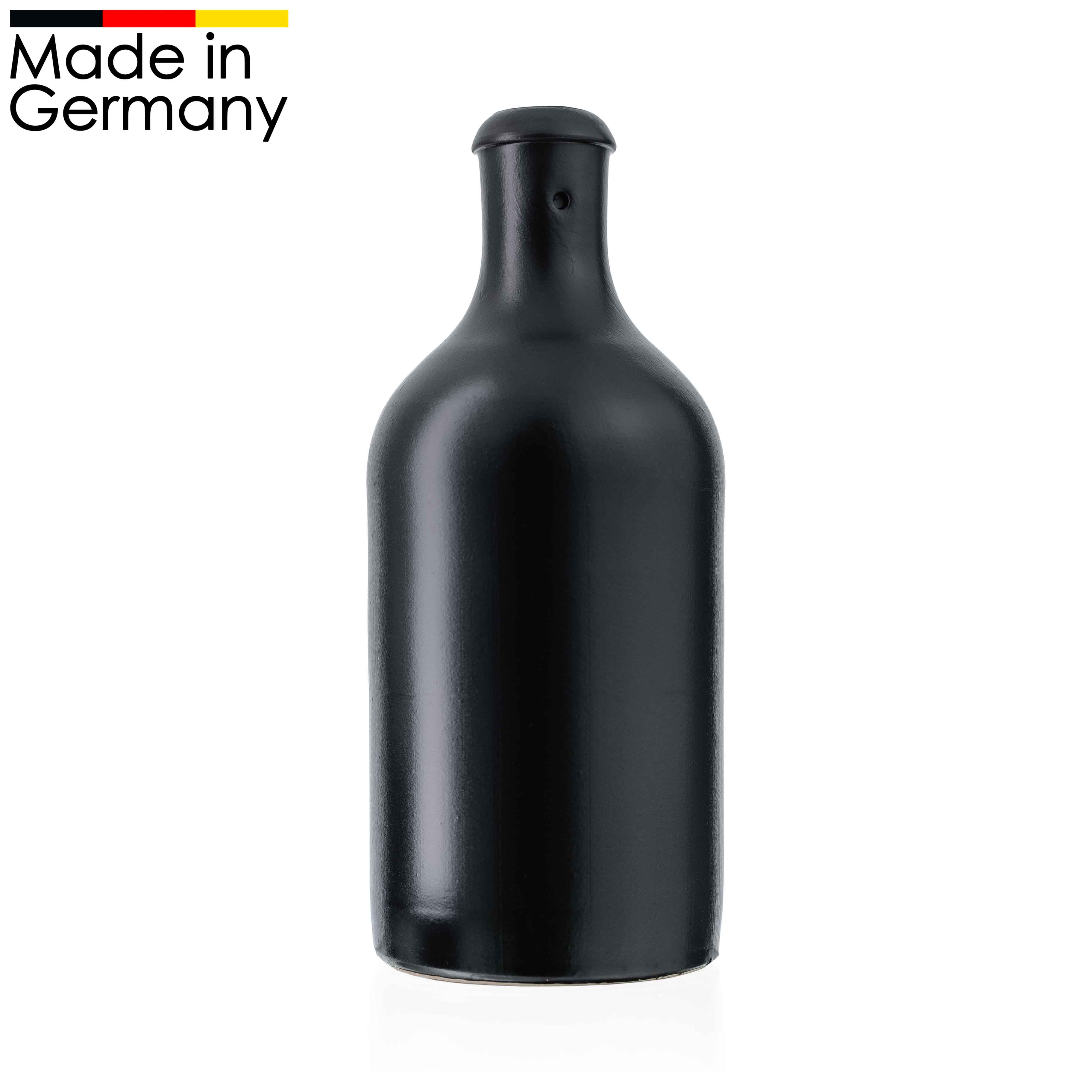 500ml Tonflasche in Schwarz matt aufen mit Bügelverschluss Mündung