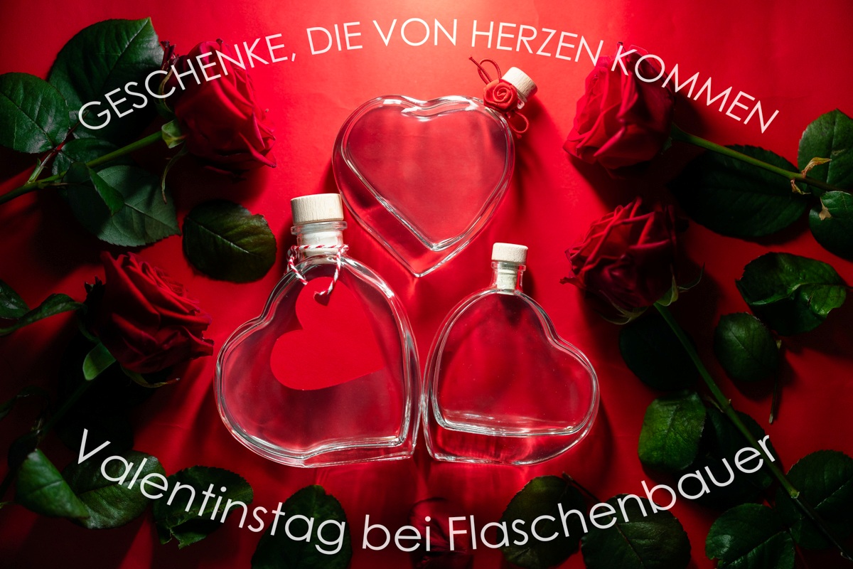 Herzflaschen aus Glas von Flaschenbauer für Muttertag und Valentinstag Herzflaschen aus Glas von Flaschenbauer für Muttertag und Valentinstag